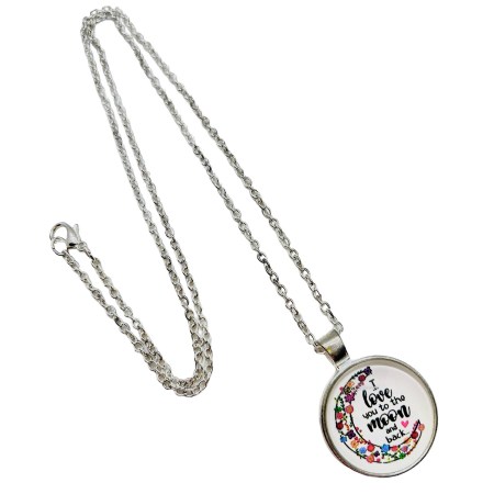 necklace steel silver chain i love to the moon